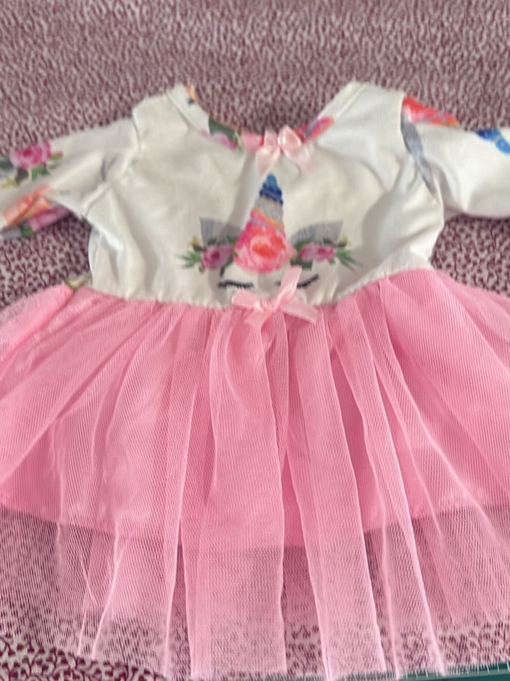 Pink Unicorn Tulle Dress for Girls - Floral Bodice
